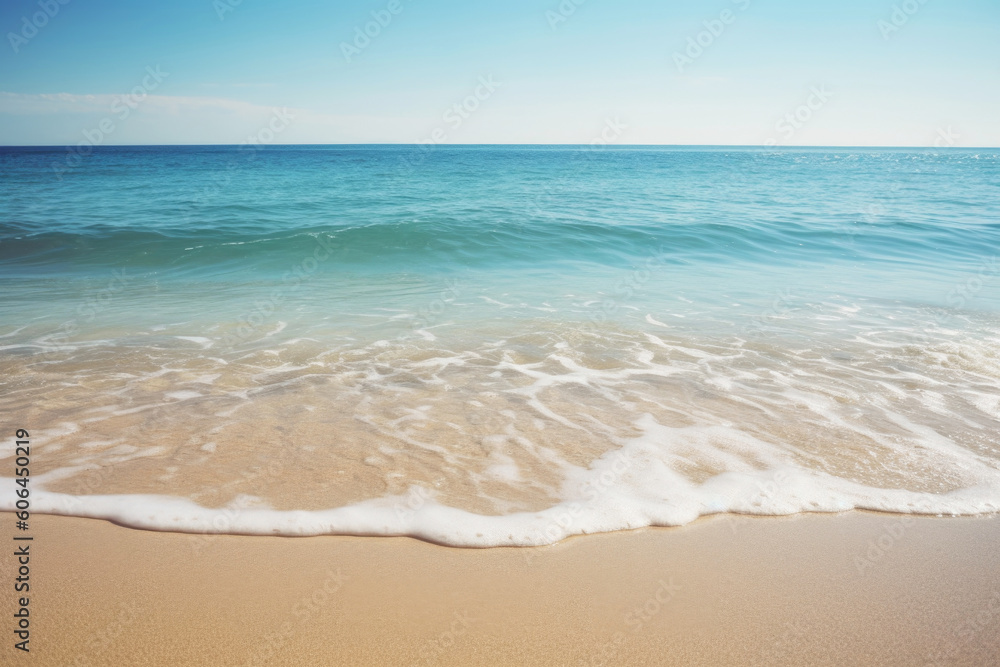  Sandy beach with sea waves, created using generative AI tools