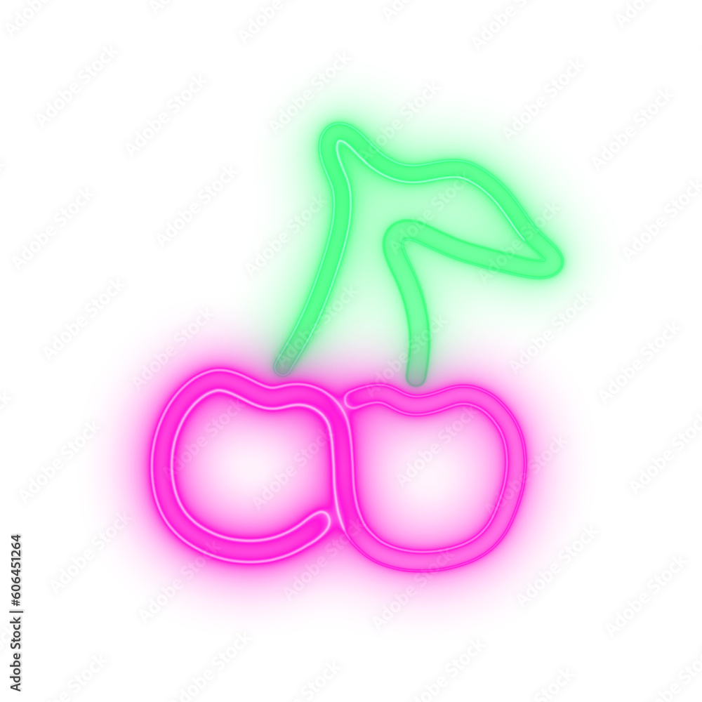Obraz premium cherry icon neon sign