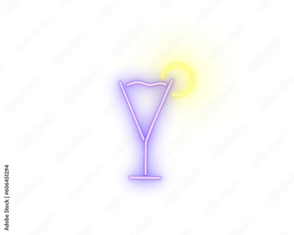 glass of wine cocktail party icon neon sign glass of wine cocktail party icon neon sign