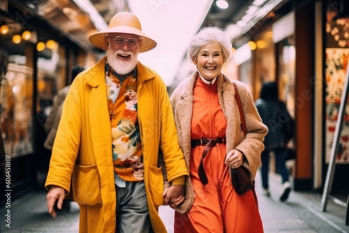 Happy seniors traveling in Europe  Generative AI