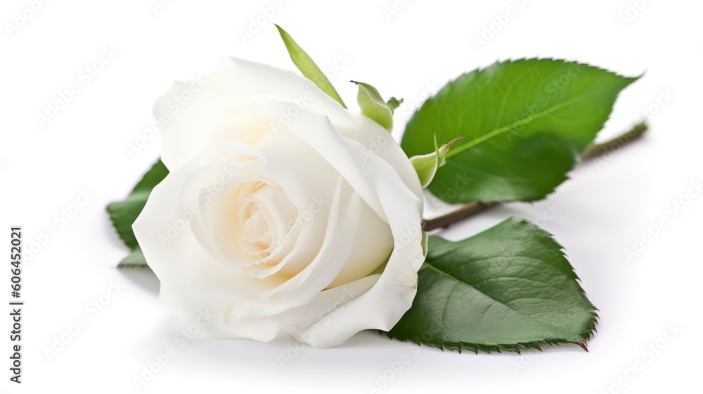 white rose with leaf isolated on white background white rose with leaf isolated on white background