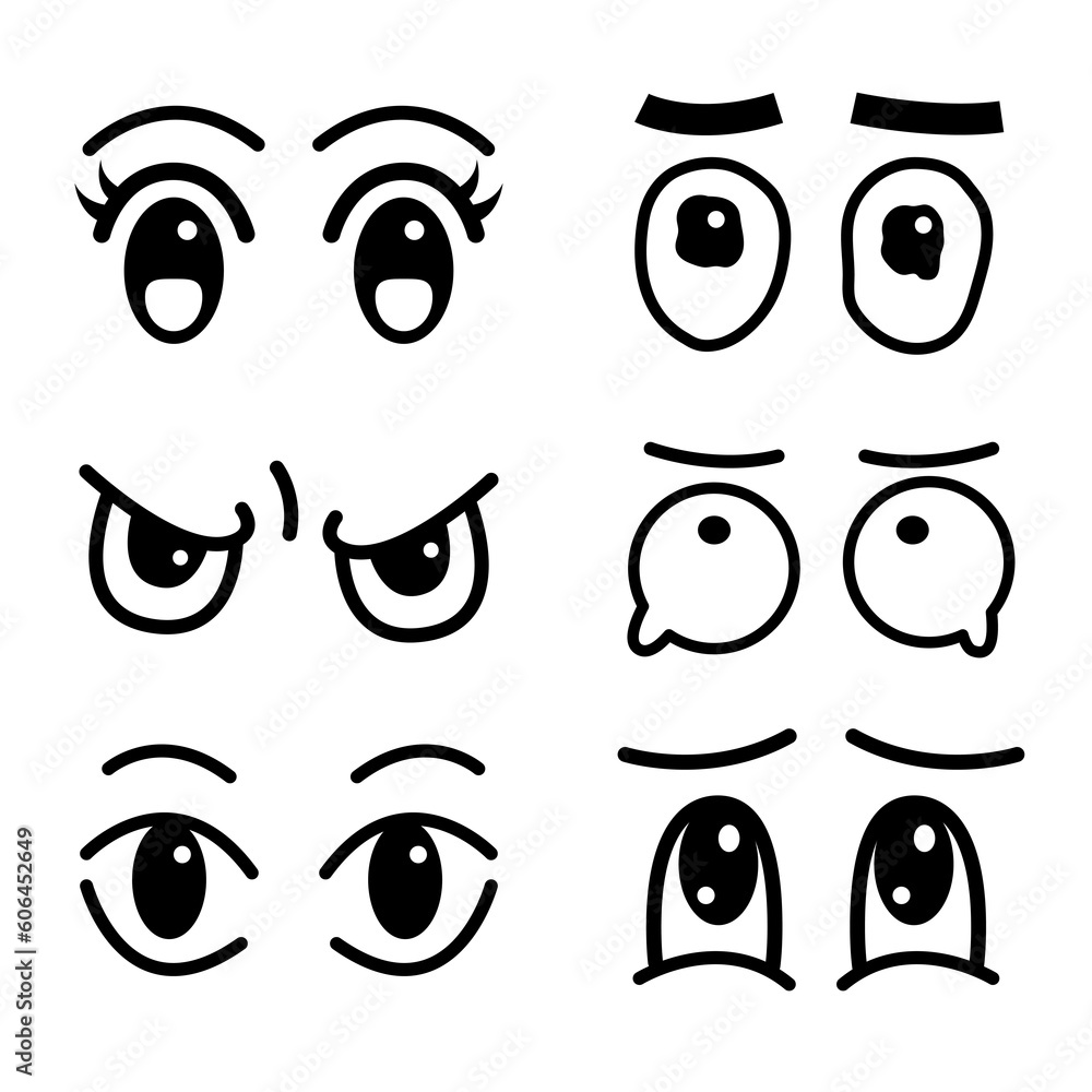 Set of cartoon eyes for element, facial expression, face Set of cartoon eyes for element, facial expression, face