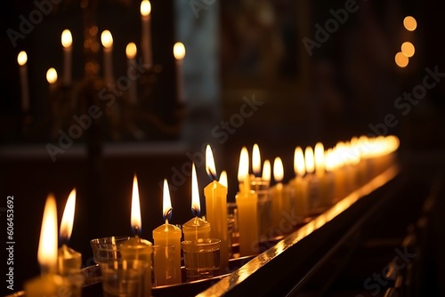 Candles in a Christian Orthodox church background.  photo