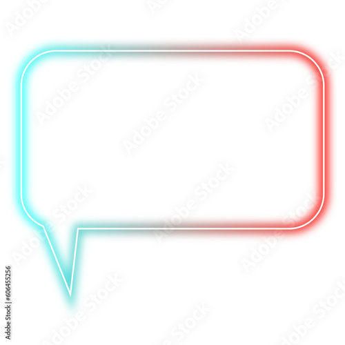 Neon chat bubble png. Glowing speech bubble on transparent background.