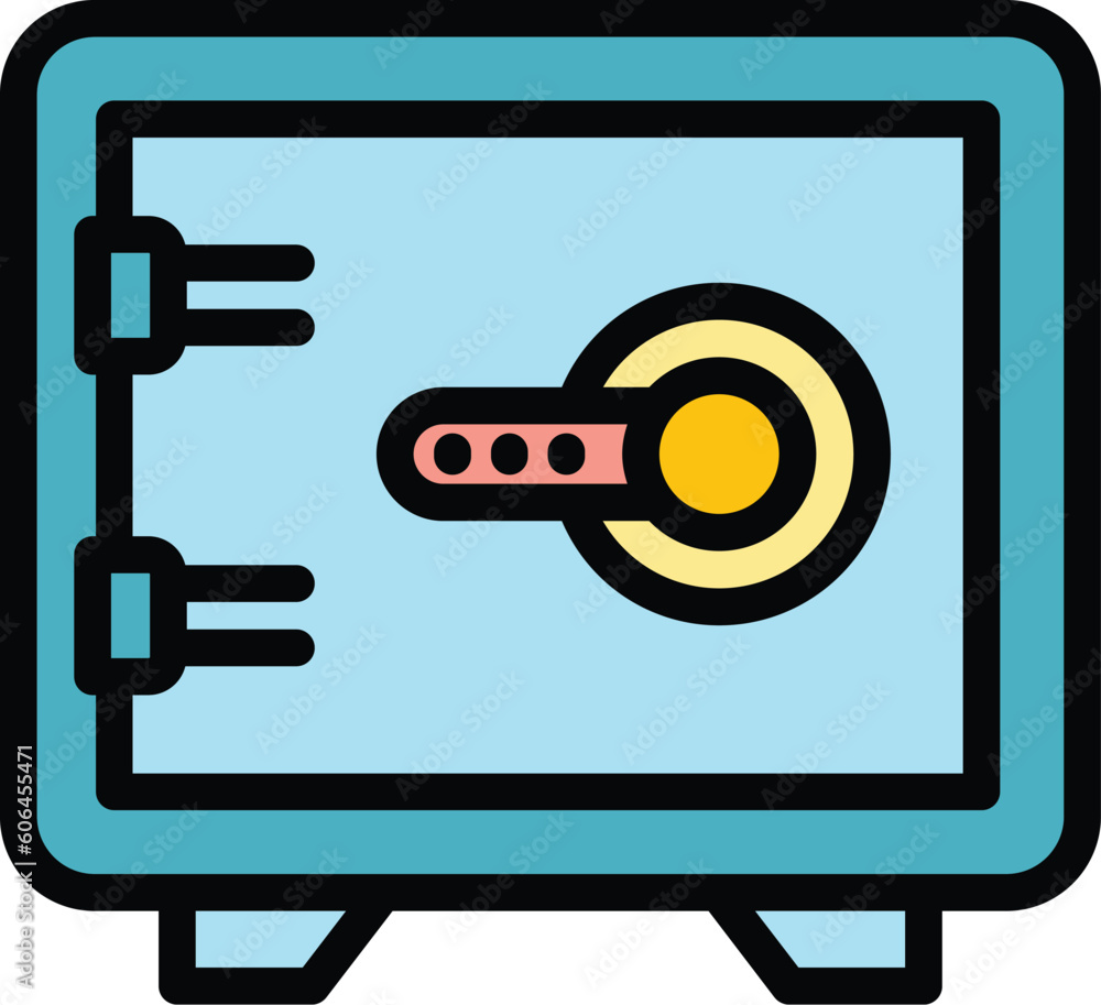 Deposit room metal safe icon. Outline Deposit room metal safe vector icon for web design isolated on white background color flat Deposit room metal safe icon. Outline Deposit room metal safe vector icon for web design isolated on white background color flat