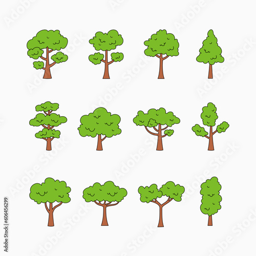 simple trees collection in hand drawn style