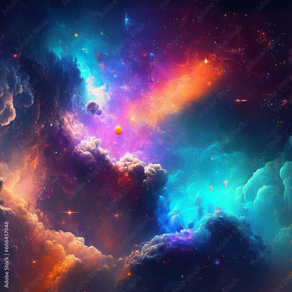 Colorful cosmic clouds. Generative AI. Interstelar landscape