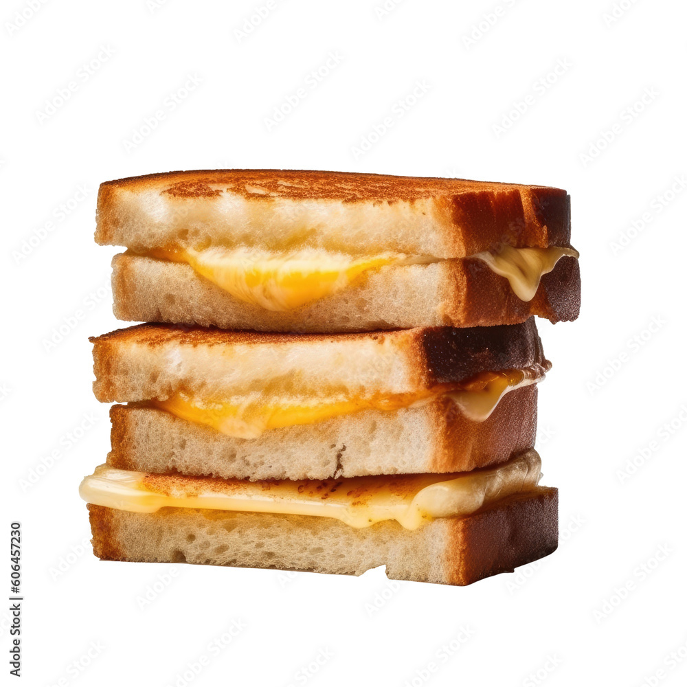Grilled cheese sandwich isolated. Generative AI. Grilled cheese sandwich isolated. Generative AI.