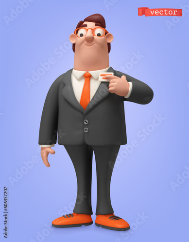 Businessman cartoon character 3d vector icon