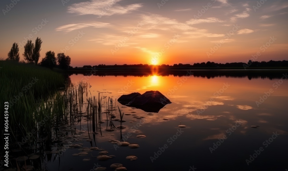 sunset over lake HD 8K wallpaper Stock Photography Photo Image