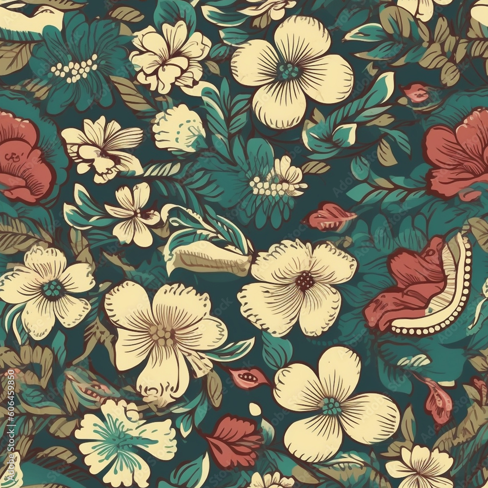 seamless floral wallpaper texture: retro elegance
