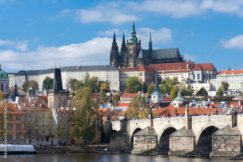 Fototapeta premium Saint Vitus Cathedral and Prague skyline