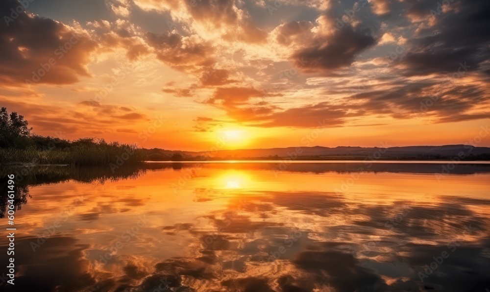 sunset over the river HD 8K wallpaper Stock Photography Photo Image