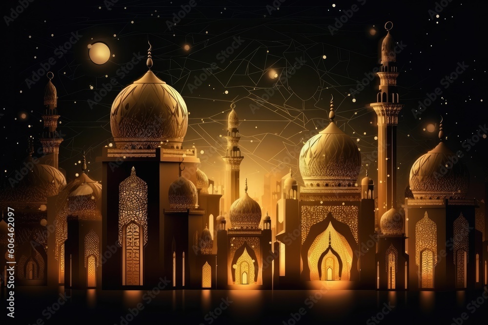 Ramadan background, website design. Generative AI