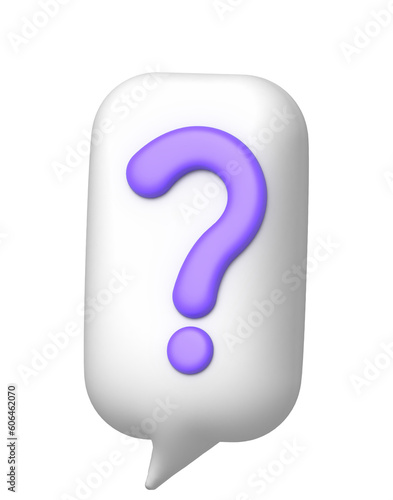 3d bubble speak with question mark