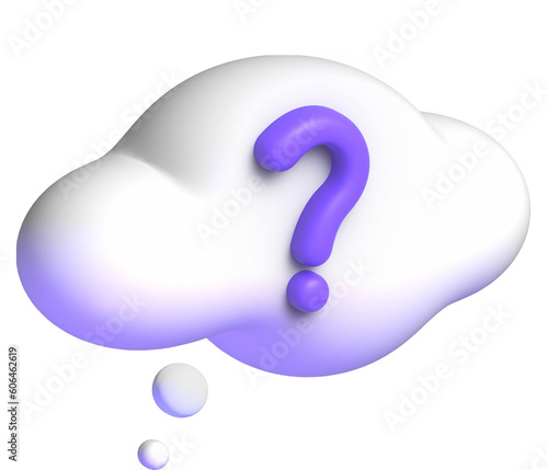 3d question mark in comic bubble cloud 