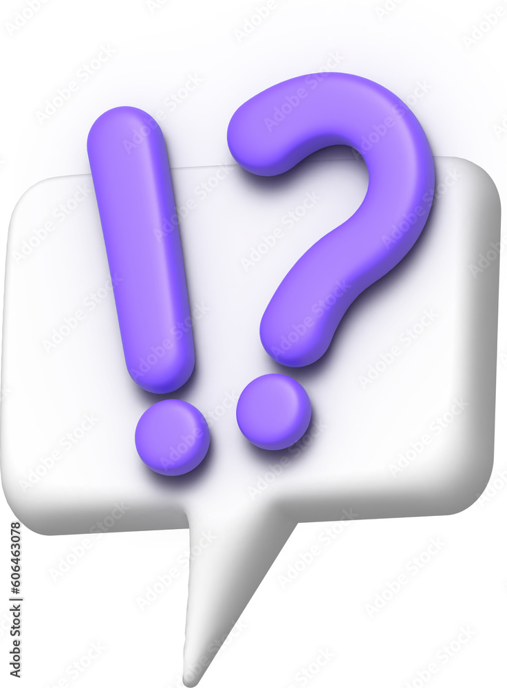 3d, help bubble icon, Question and exclamation mark in comic bubble for FAQ icon 3d, help bubble icon, Question and exclamation mark in comic bubble for FAQ icon