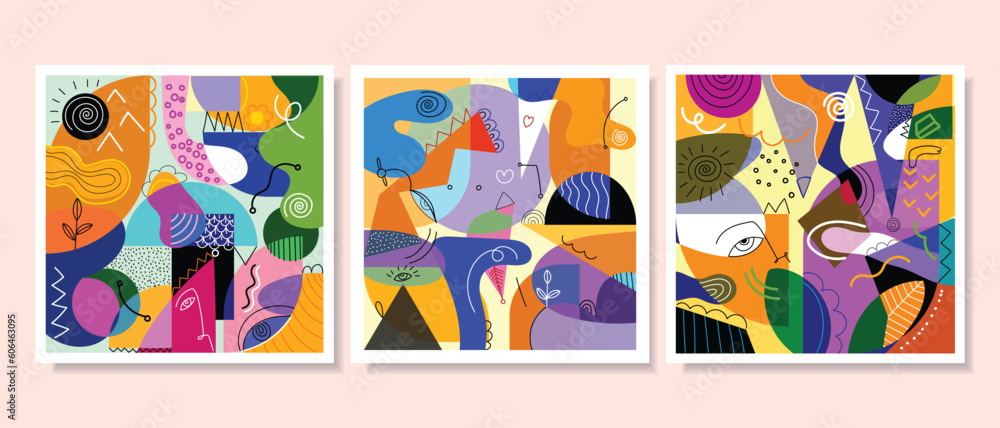 Colorful abstract geometric shapes and lines vector illustration background design.