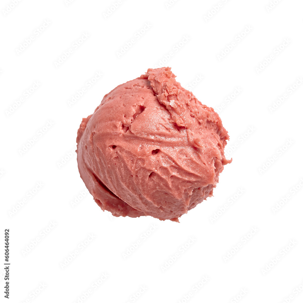 Obraz premium ball of strawberry ice cream isolated on white background