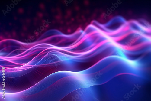 neon background of blue and pink waves, fast lines at high speed, symbol of fast and stable connection. generative ai