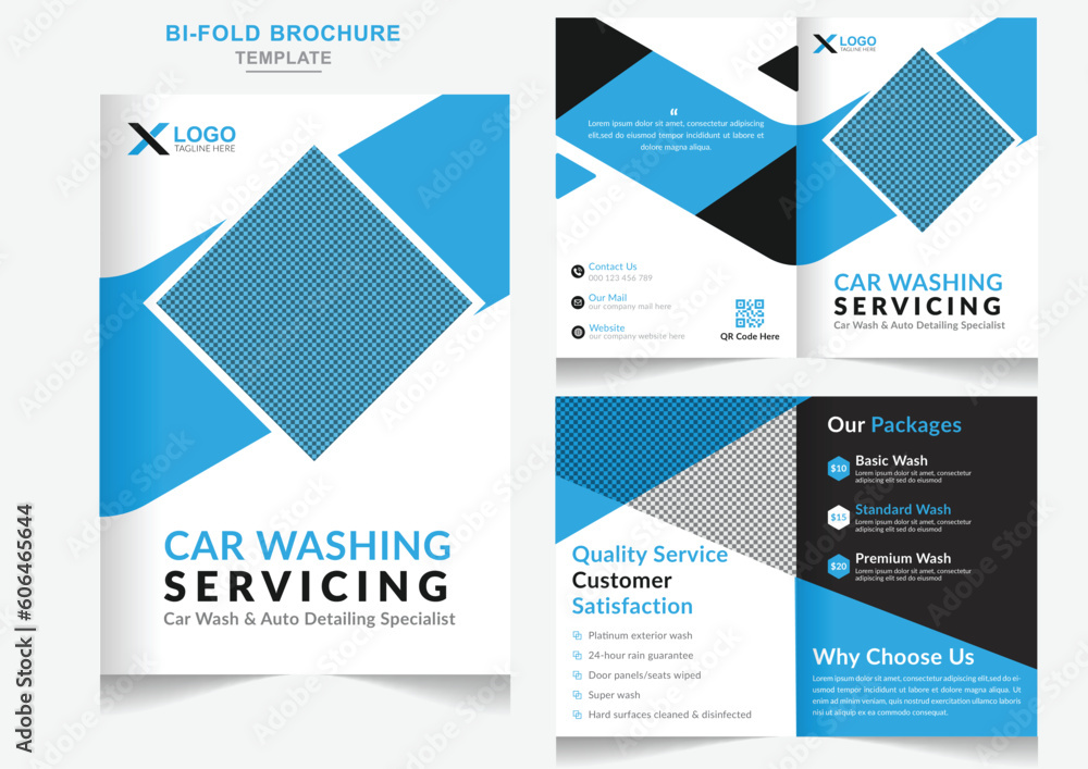 Bifold Brochure for Cleaning Services car wash business Bi-fold brochure cleaning service brochure design 
