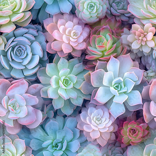 Succulents in pastel color - seamless pattern