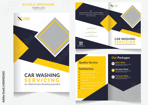 Cleaning service company car wash business Bi-fold brochure cleaning service brochure design 