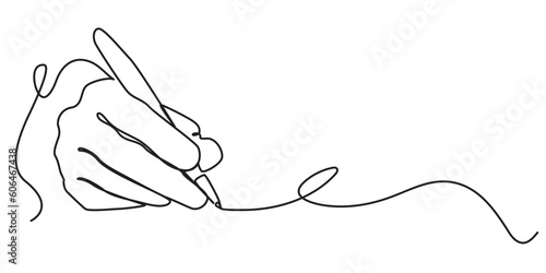 One line hand writing continuous line drawing hand with pen line art illustration photo