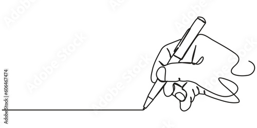 One line hand writing continuous line drawing hand with pen line art illustration