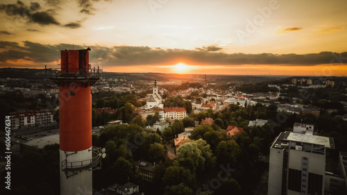 sunset over the city cieszyn photo