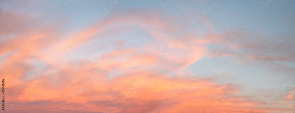 soft pastel colored sunset sky panorama