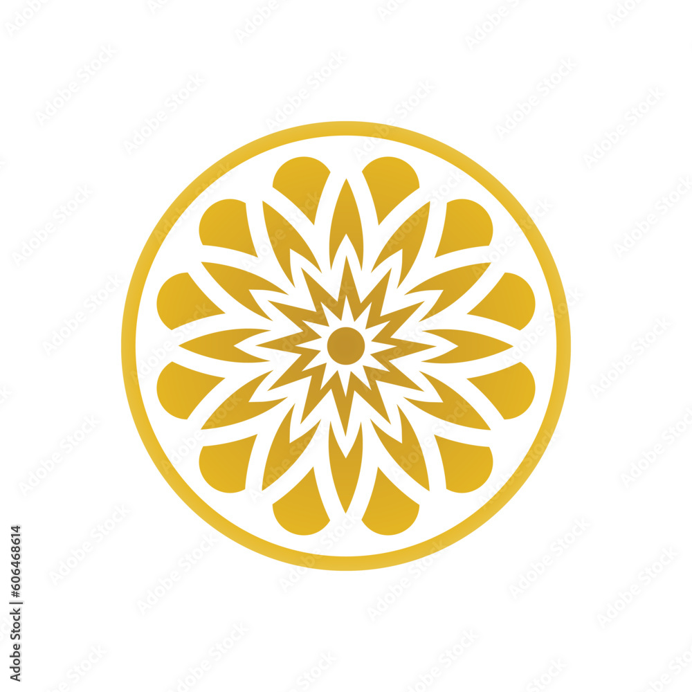 Traditional Asian colorful floral pattern Stained glass mosaic logo tile design inspiration