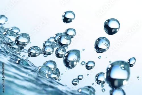 Crystal clear blue water drops falling from above  Generative AI  Generativ  KI 