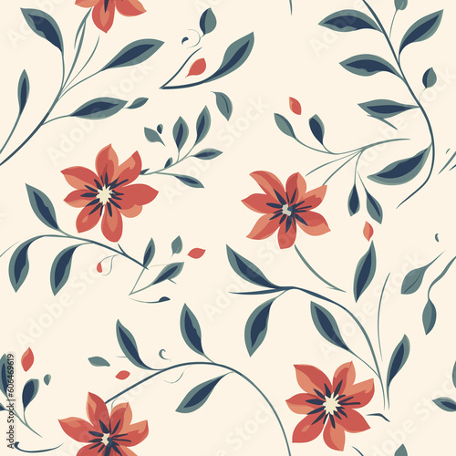 Simplicity in Bloom  Minimalistic Floral Pattern. Generative AI