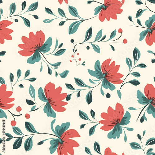 Simplicity in Bloom  Minimalistic Floral Pattern. Generative AI