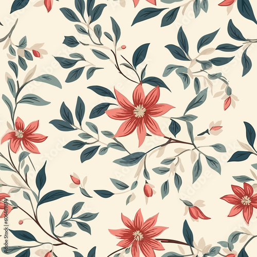Simplicity in Bloom: Minimalistic Floral Pattern. Generative AI