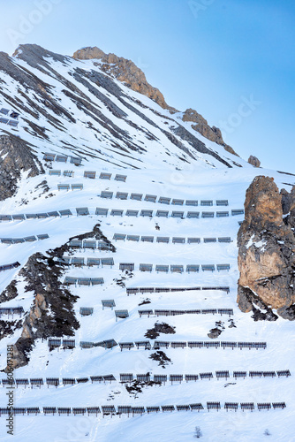 ridged layered snow covered mountain the Alps skiing