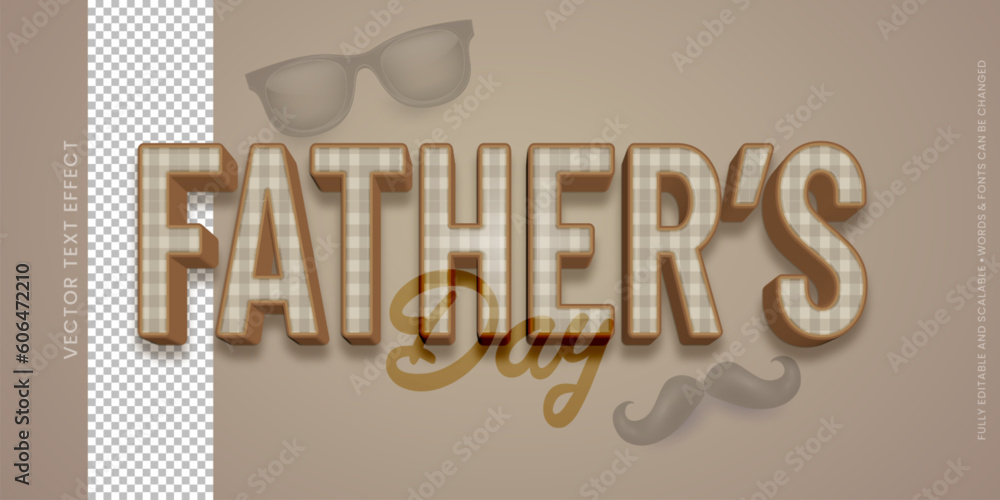 Fototapeta premium Father's day text editable 3d style text effect