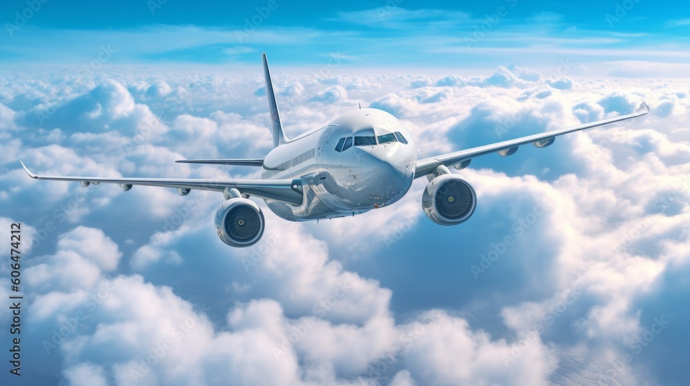 Obraz premium Airplane in the sky beautiful aircraft in the sky. AI generative.
