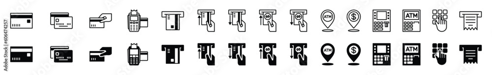 Photos ATM icons vector set