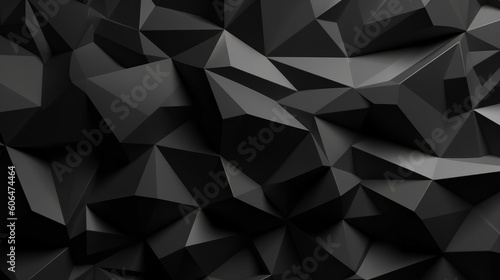 Black polygonal abstract background. Triangular texture. Generative Ai