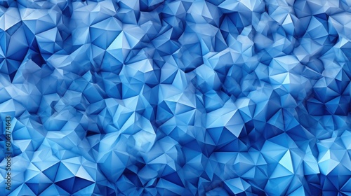 Classic Blue Abstract trianglify Generative Art background illustration. AI generative.