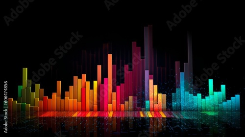 Colorful digital graph chart in stock trade market. Ai generative.