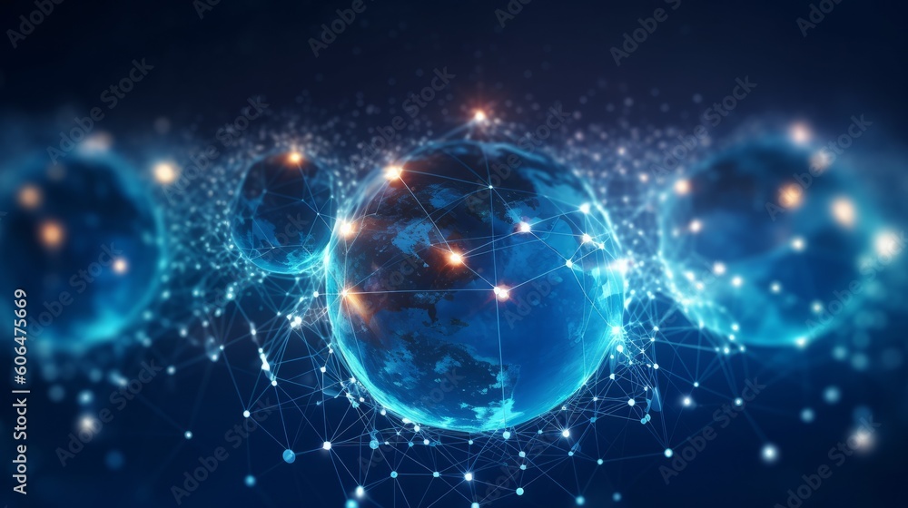 Obraz premium Modern technology data science and global network. AI generative.