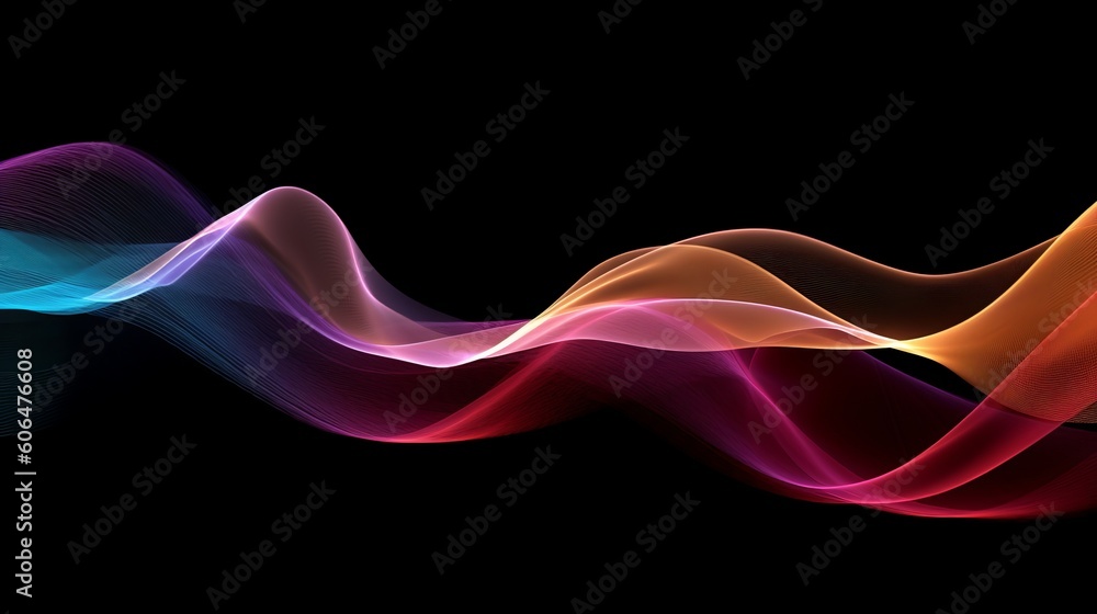 Wave lines trails flowing dynamic in diverse colors. AI generative. Wave lines trails flowing dynamic in diverse colors. AI generative.