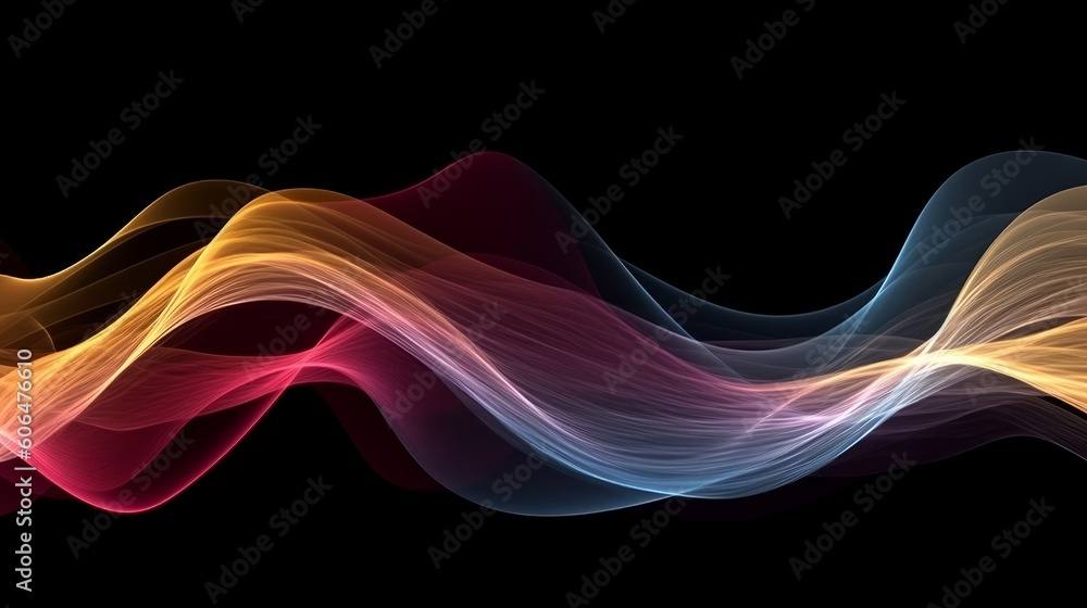 Wave lines trails flowing dynamic in diverse colors. AI generative. Wave lines trails flowing dynamic in diverse colors. AI generative.