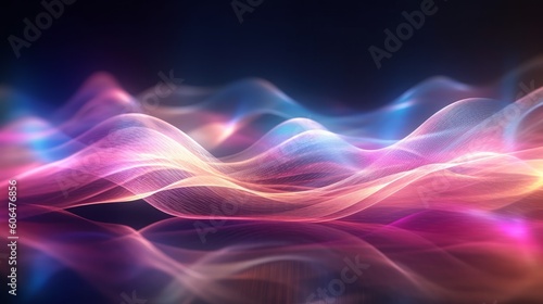 Abstract blue and pink swirl wave background. Flow liquid lines design. AI generative.