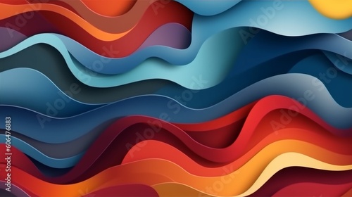 Abstract paper cut wavy liquid background layout design. AI generative.