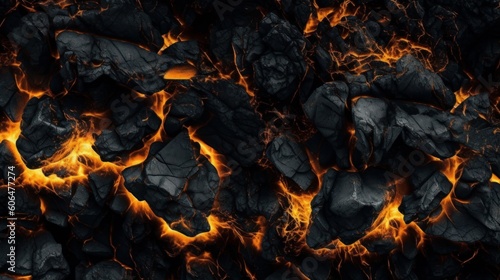 fire flames black stone background. generative ai