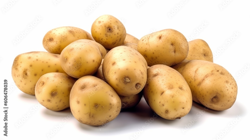 Potatoes isolated on white background. AI generative. Potatoes isolated on white background. AI generative.
